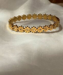 Anti Tarnish Flower Bangle Bracelet