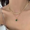 Anti Tarnish Neck Chain With Green Stone